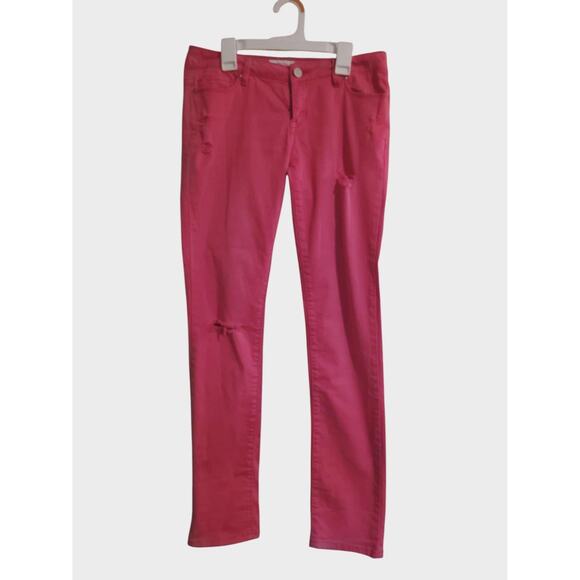 Aeropostale Juniors Pink Distressed Bayla Skinny Jeans Size 3/4 - Picture 2 of 5